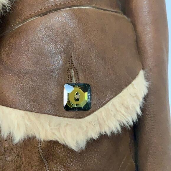 CACHE LEATHER LIGHT FUR LINED JACKET‎ SIZE M - Picture 6 of 8